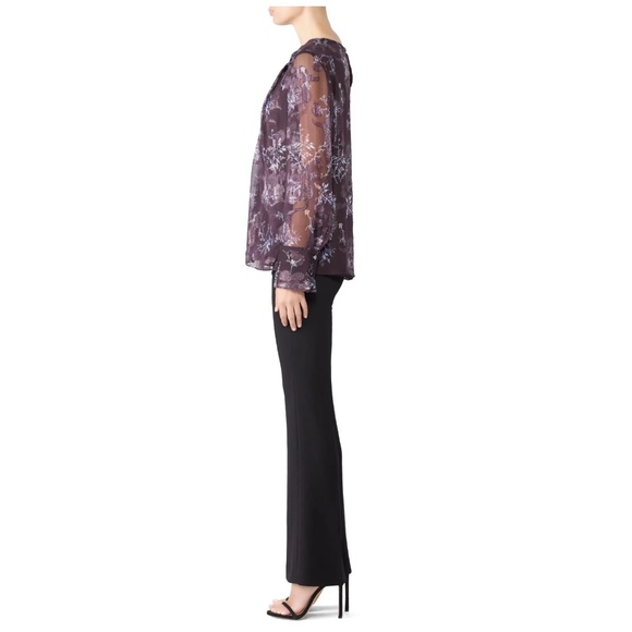 Grey by Jason WU Winter Floral Knot Blouse Silk Embroidery Purple Silver 2 / XS - Picture 5 of 8